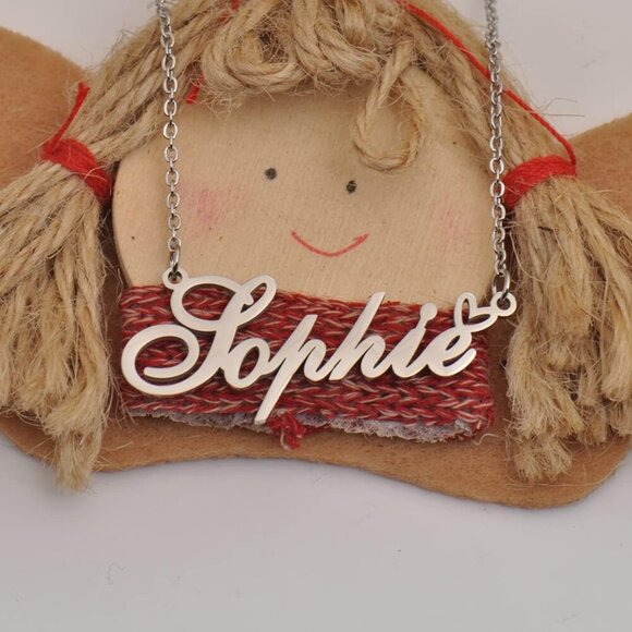 Custom Name Necklaces Personalized Necklace with Name 18k Gold Plated Heart Stai - Picture 4 of 5